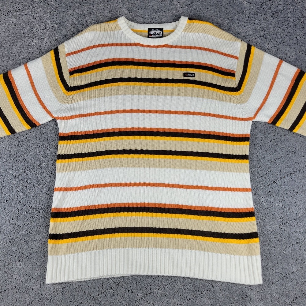 Southpole Sweater Mens M Striped Long Sleeve Crew Neck Streetwear Hip Hop